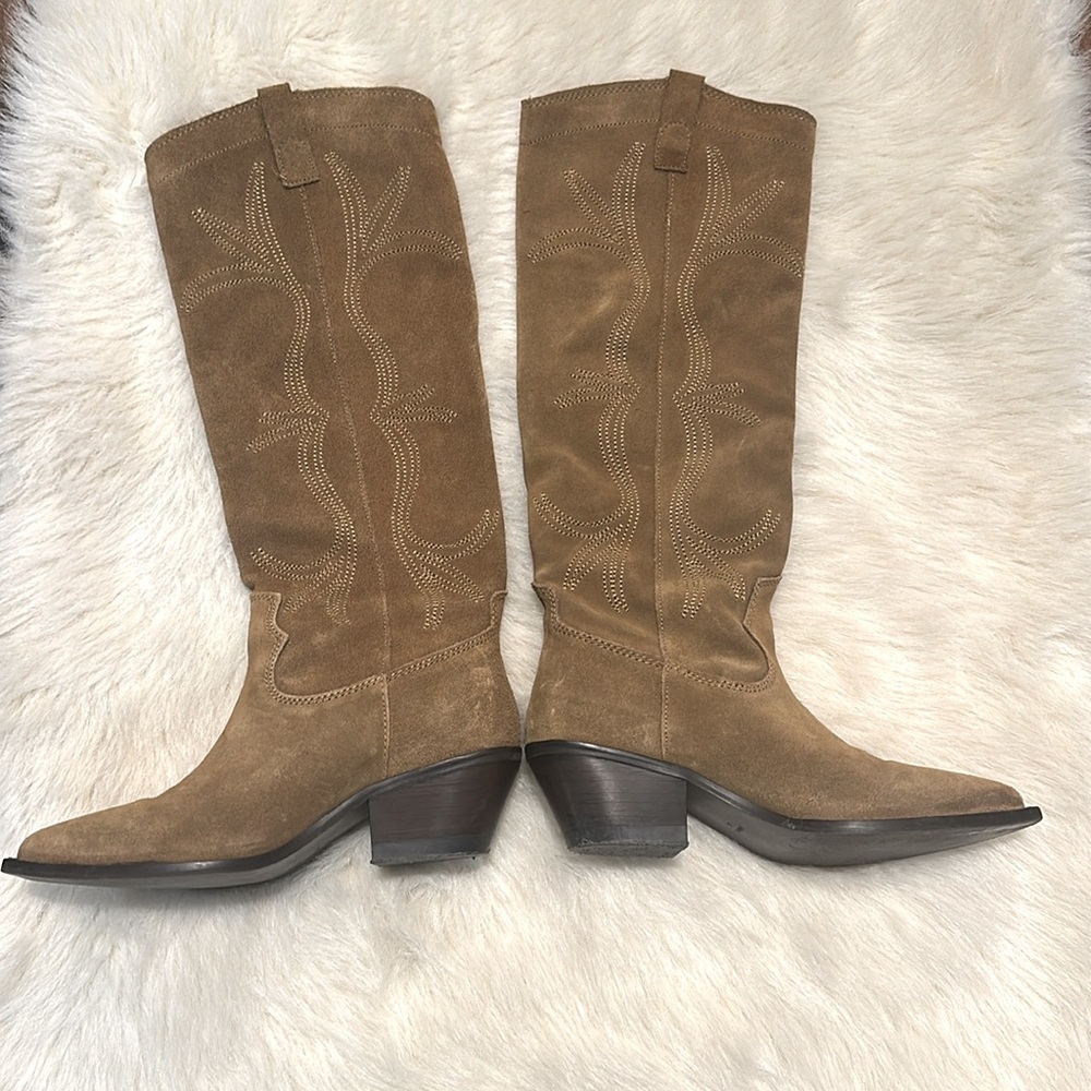 Mango Tan Suede Heeled Boots - Picture 2 of 8